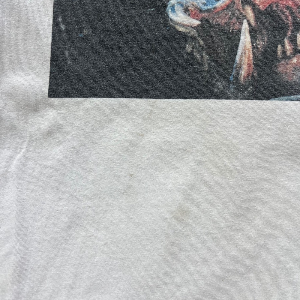 Vintage Predator T-Shirt Mens Medium White Blue Movie Sci-Fi Raglan Alien Y2K - Picture 12 of 14